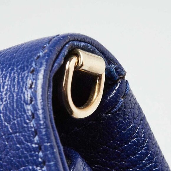 Balenciaga Blue Cobalt Chevre Leather Metallic Edge Envelope Clutch Bag - Picture 6 of 12